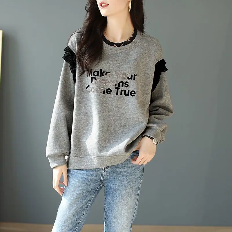 Winter Clothing Essentials For Women - Loose Grey Woman Pullover Tops Korean