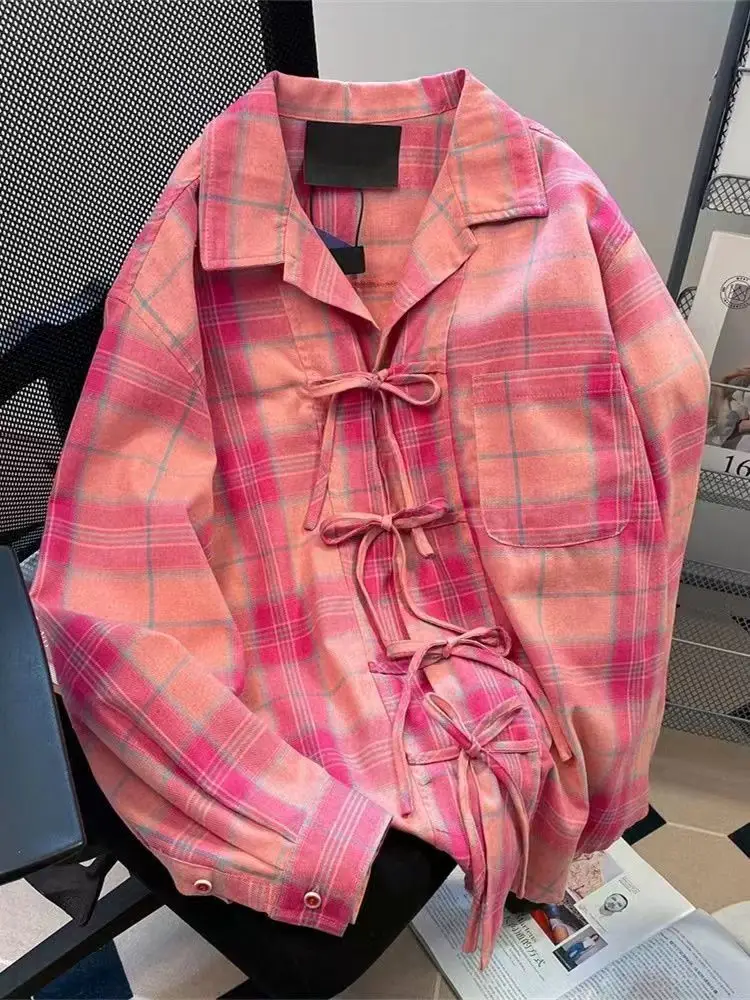 Winter Clothing Vintage - Y2k American Vintage Pink Plaid Shirt
