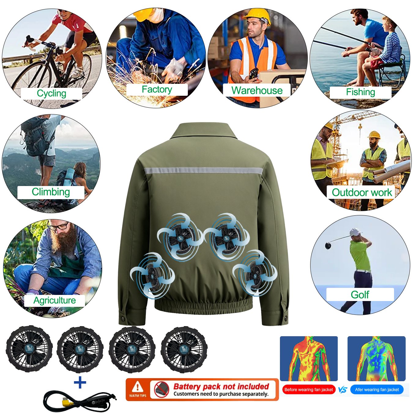 Summer 4 Fans Air Conditioning - Down Vest Ultralight ulasan dan harga