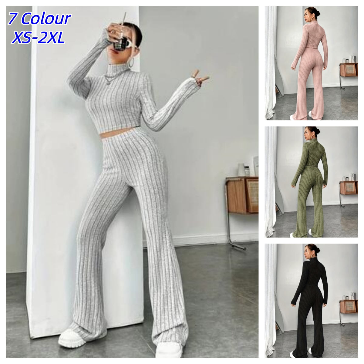 Women's Matching Knitted 2 Pie - Winter Clothing Vintage ulasan dan harga