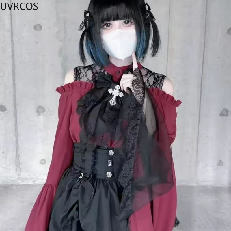 Gothic Y2k Lolita Style Shirts - Winter Clothing Vintage ulasan dan harga