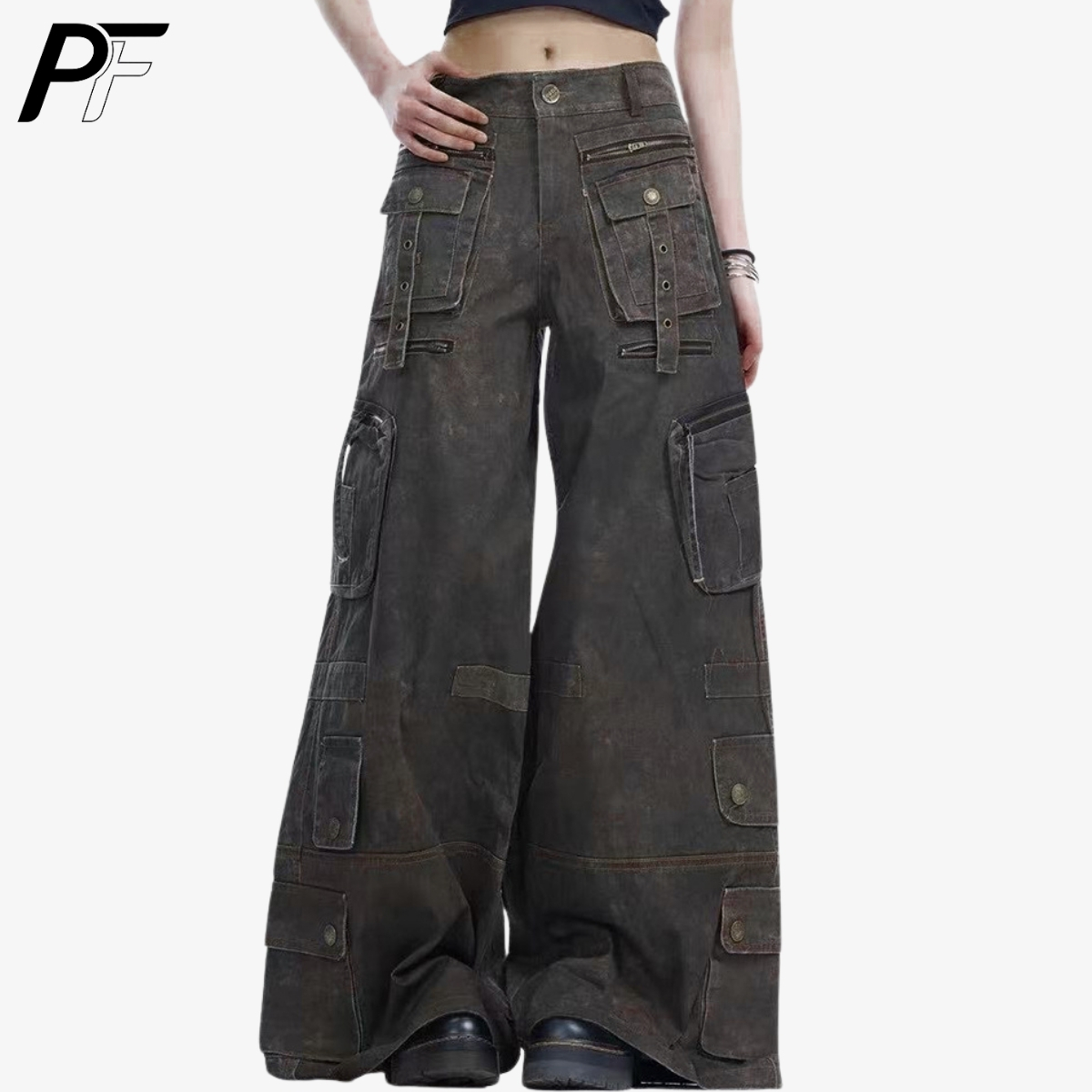 Grunge Techwear Wide Leg Cargo - Winter Clothing Vintage ulasan dan harga