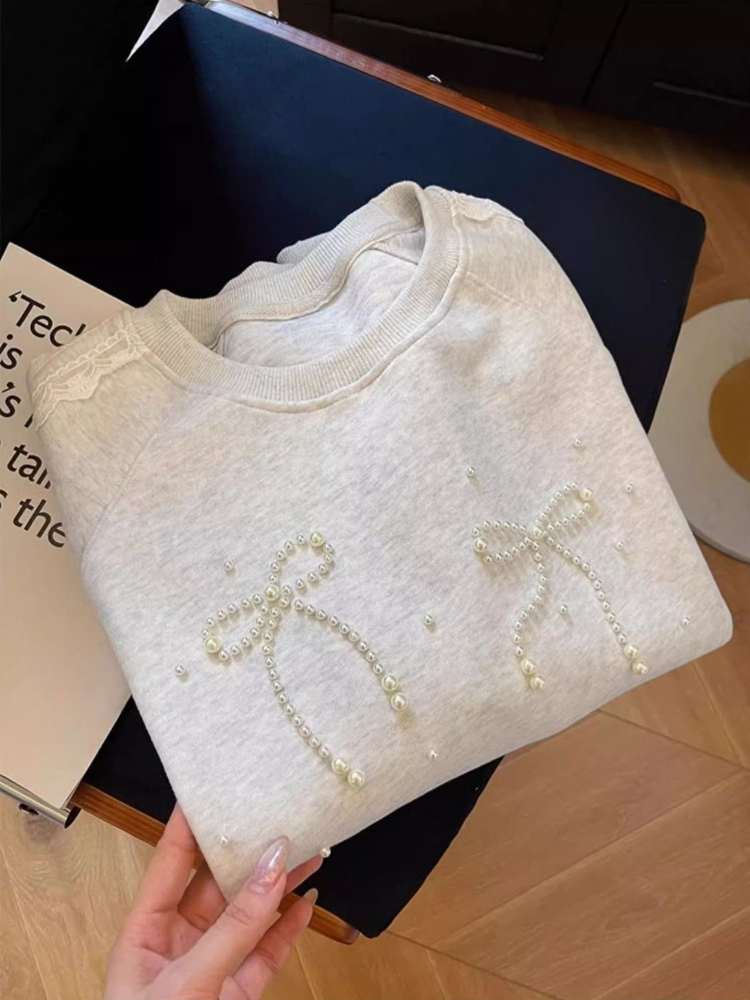 Round Neck Pearl Women's Sweat - Winter Clothing Essentials For Women ulasan dan harga