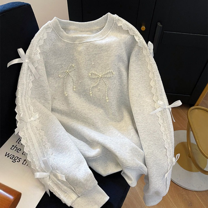 Round Neck Pearl Women's Sweat - Winter Clothing Essentials For Women ulasan dan harga