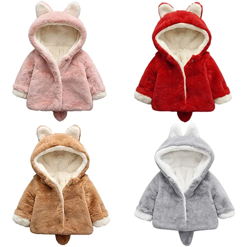 Cute Cat Ears Plush Baby Jacke - Winter Clothing For Toddlers ulasan dan harga
