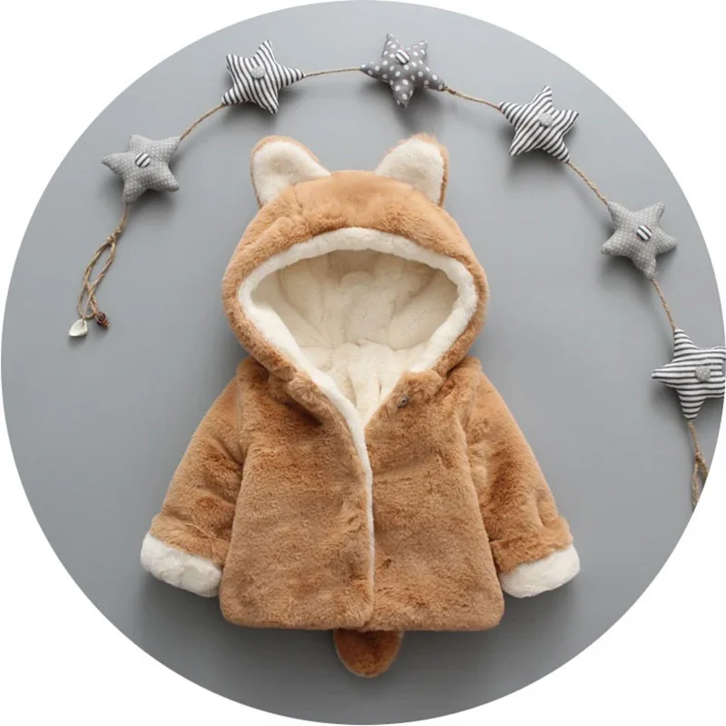 Cute Cat Ears Plush Baby Jacke - Winter Clothing For Toddlers ulasan dan harga