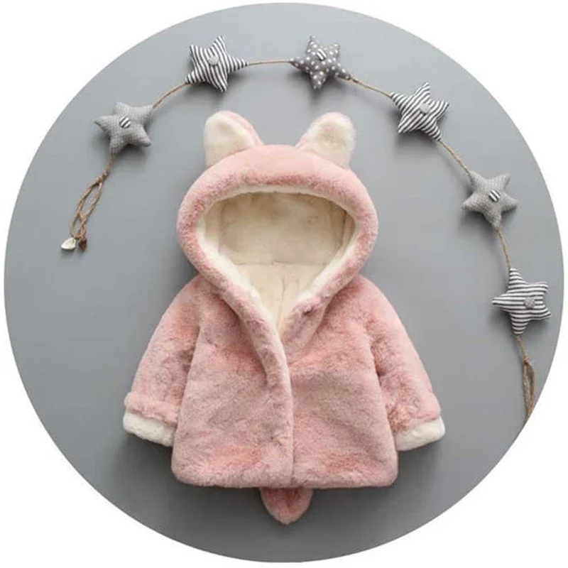 Cute Cat Ears Plush Baby Jacke - Winter Clothing For Toddlers ulasan dan harga