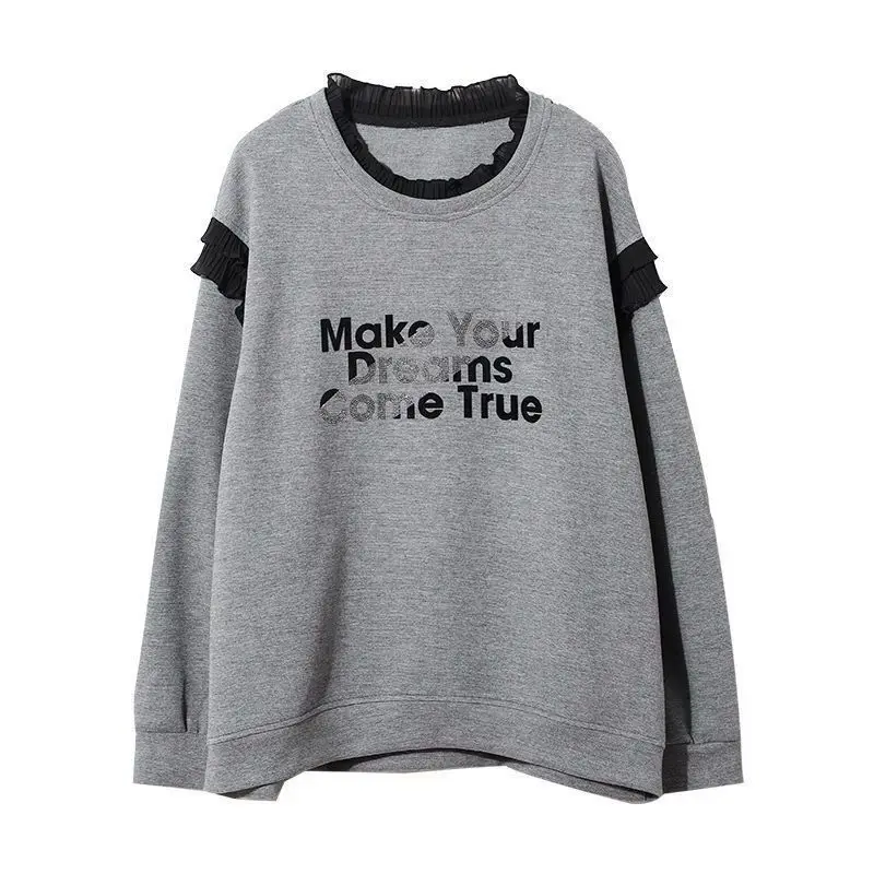 Loose Grey Woman Pullover Tops - Winter Clothing Essentials For Women ulasan dan harga