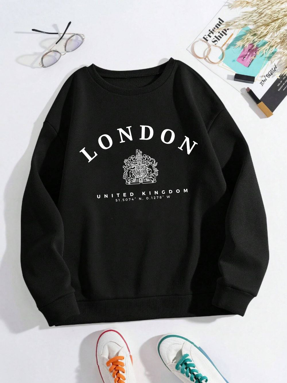 London Uk Royal Badge Print Wo - Winter Clothing London ulasan dan harga