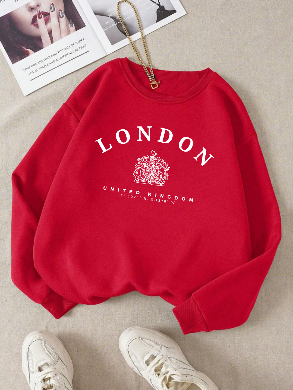 London Uk Royal Badge Print Wo - Winter Clothing London ulasan dan harga