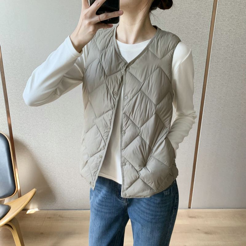 Autumn Winter Women's Down Wai - Down Vest Ultralight ulasan dan harga
