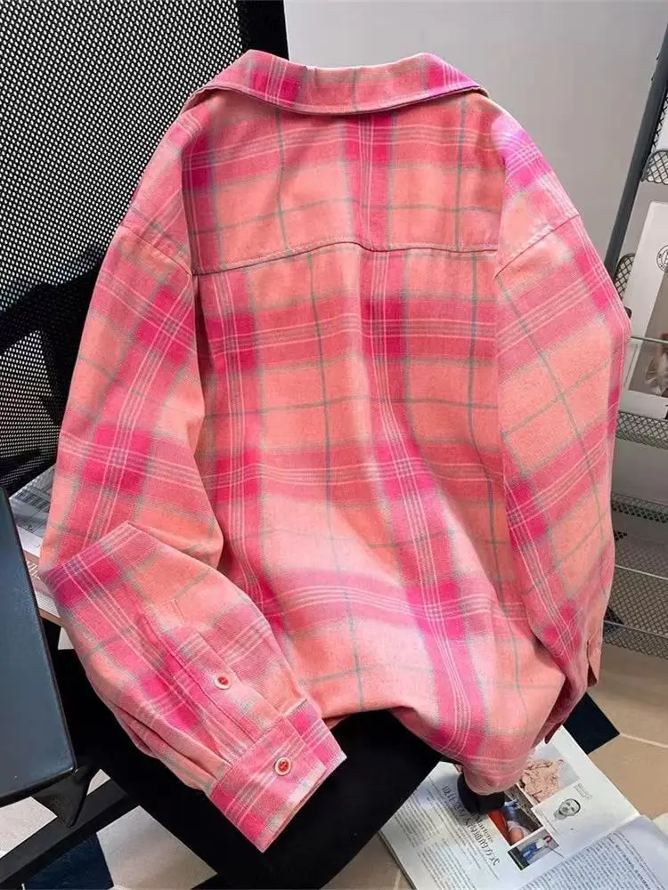 Y2k American Vintage Pink Plai - Winter Clothing Vintage ulasan dan harga
